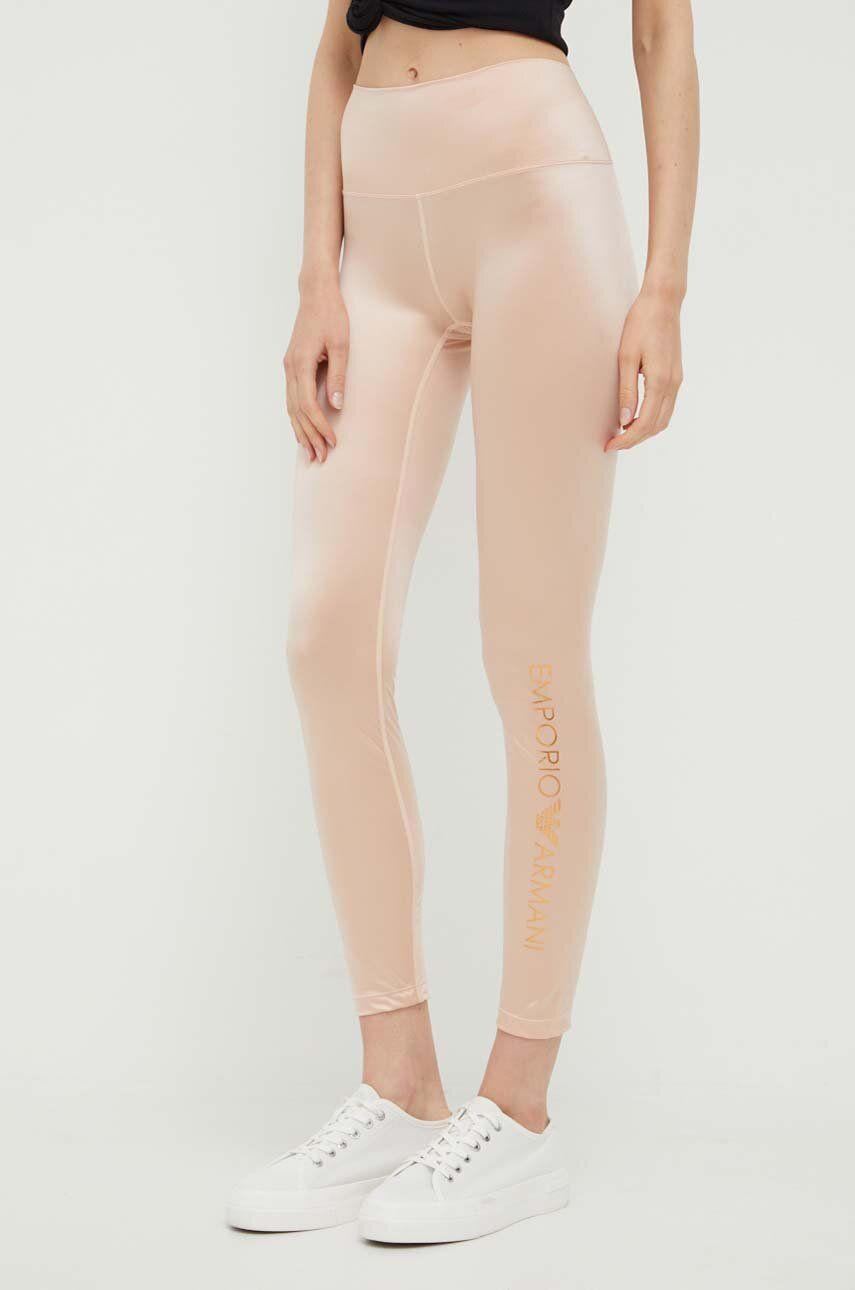 Legíny Emporio Armani Underwear dámské, růžová barva, s potiskem - růžová -  78 % Polyamid