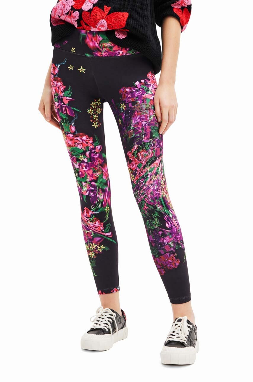 

Клин Desigual в черно с десен, Черен