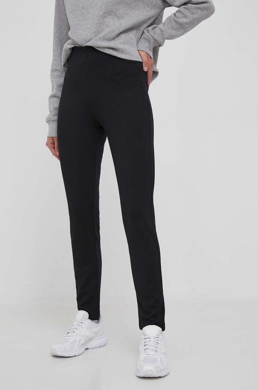 Kalhoty United Colors of Benetton dámské, černá barva, přiléhavé, high waist - černá - 60 % Polyeste