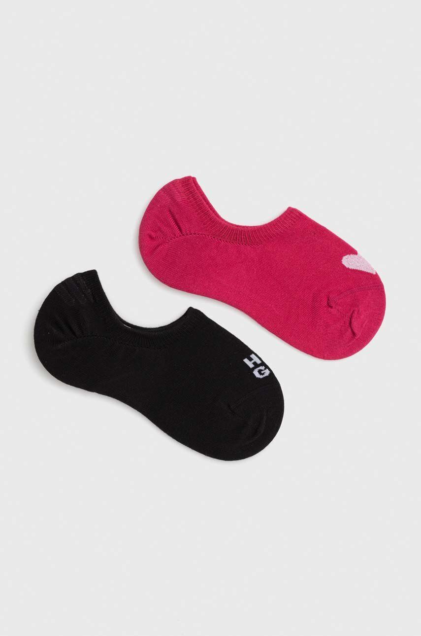 Ponožky HUGO 2-pack dámské, růžová barva - růžová - 88 % Bavlna