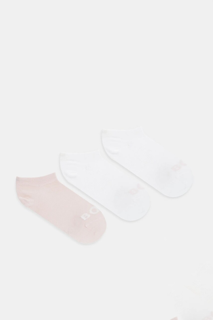 BOSS sosete 3-pack femei, culoarea roz