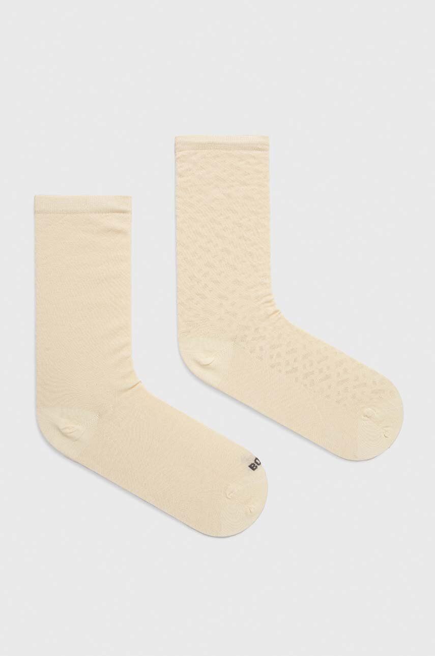 Levně Ponožky BOSS 2-pack dámské, béžová barva, 50502105