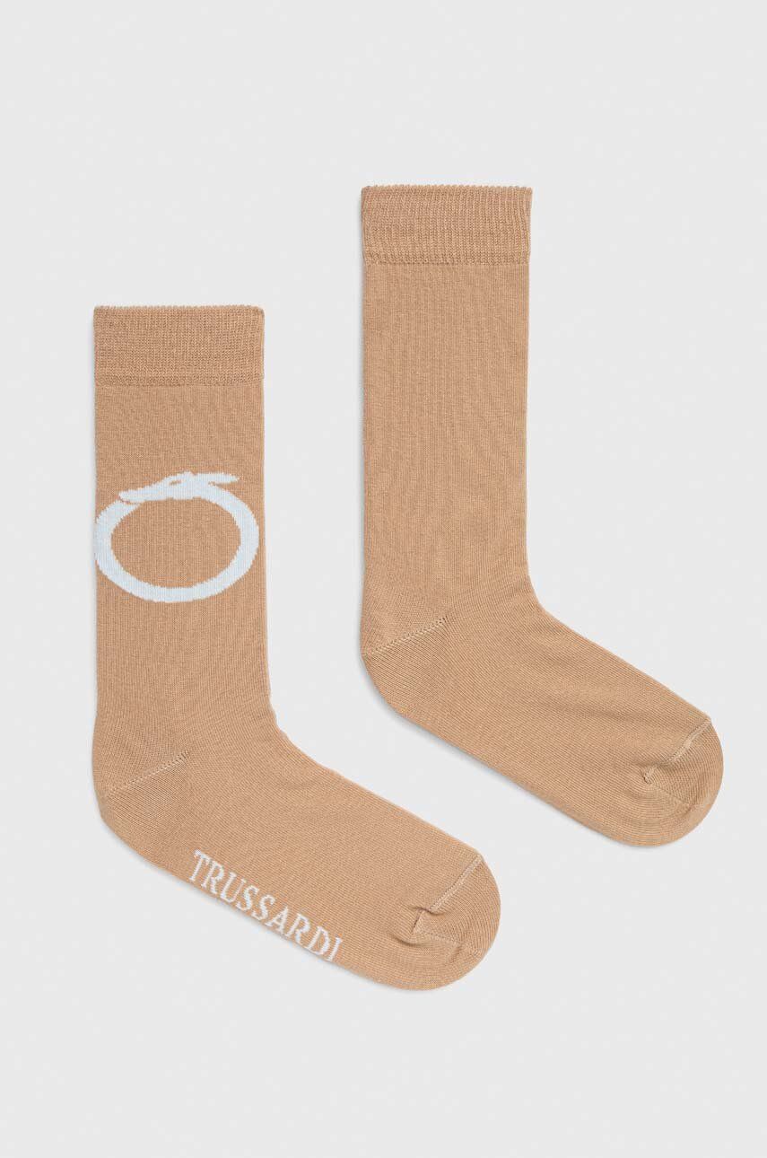 Ponožky Trussardi dámské, hnědá barva - hnědá -  85 % Bavlna