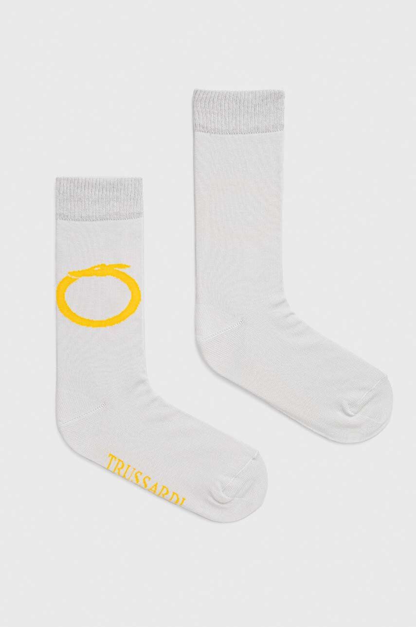 Ponožky Trussardi dámské, šedá barva - šedá -  85 % Bavlna