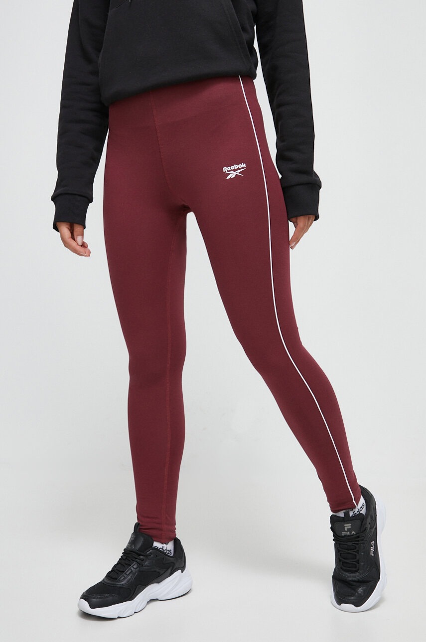 Reebok colanti femei, culoarea bordo, neted