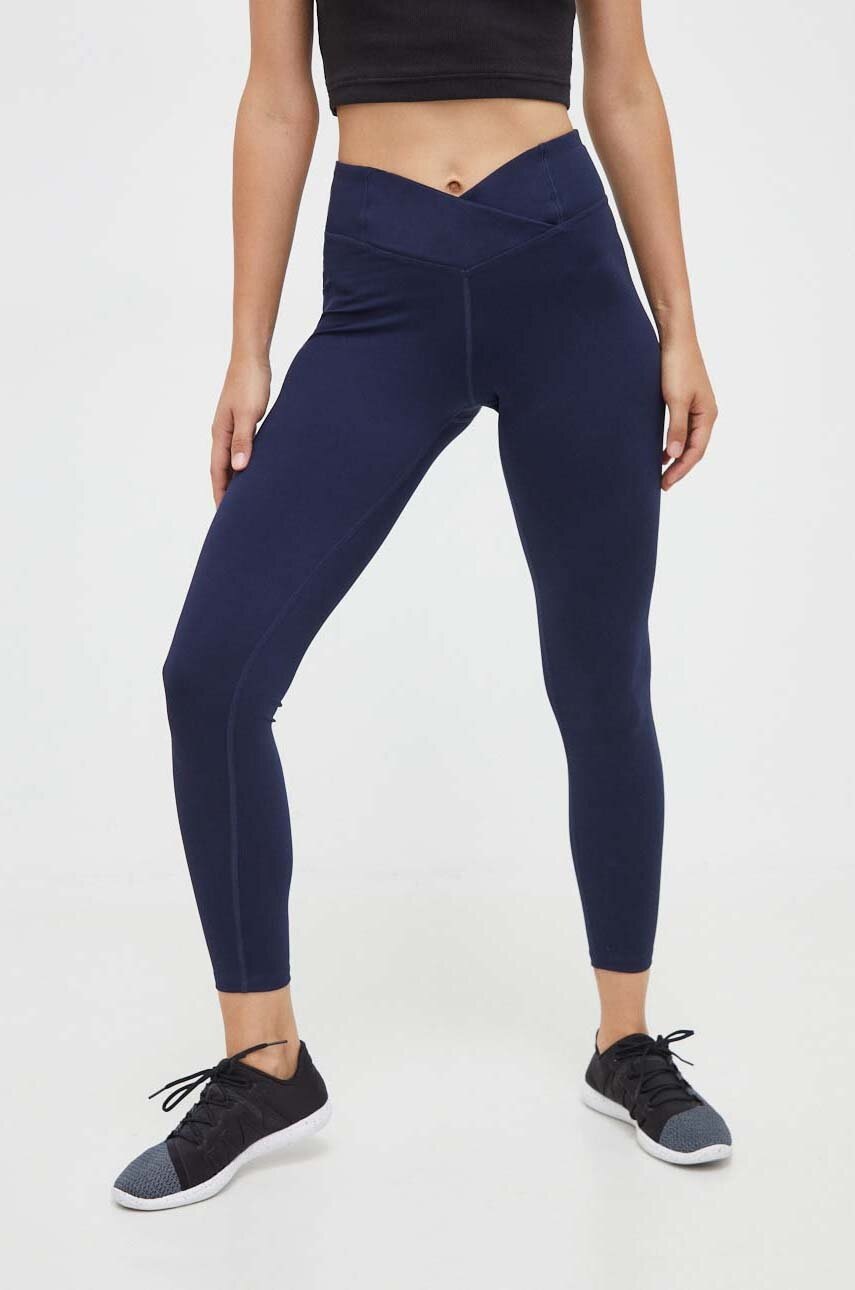 Reebok leggins de antrenament Workout Ready culoarea albastru marin, neted