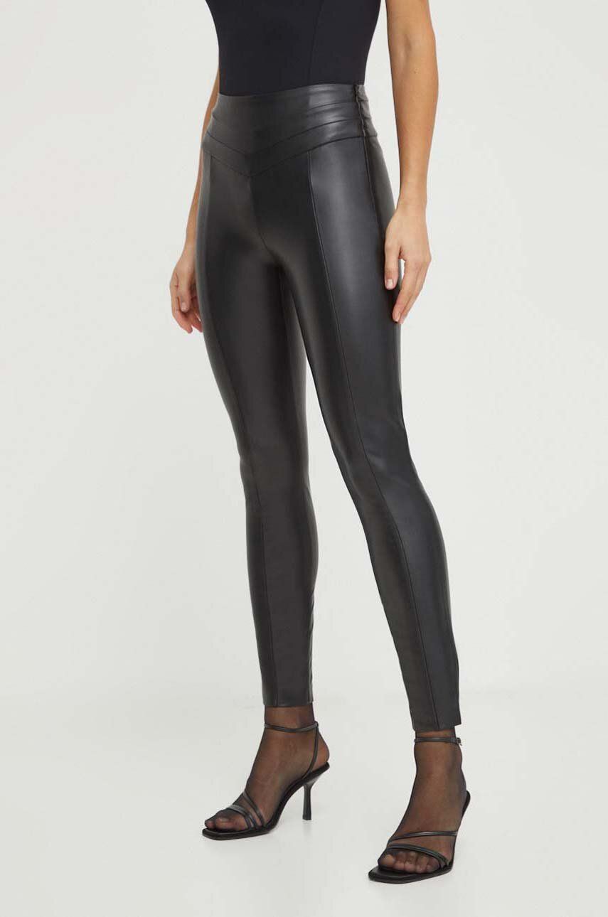 Kalhoty Guess DEVI dámské, černá barva, přiléhavé, high waist, W4RB01 K8S30