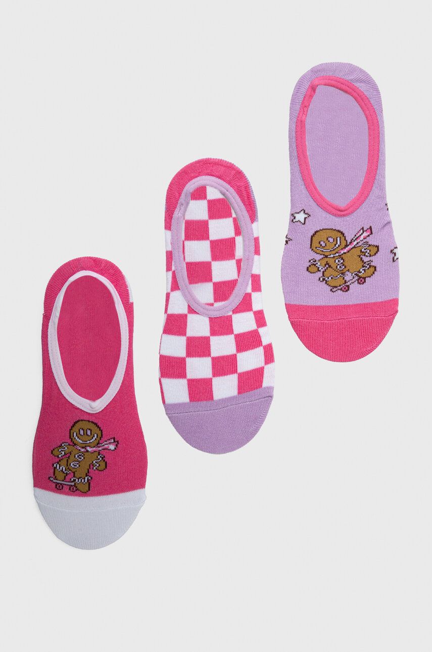 Ponožky Vans 3-pack dámské, růžová barva - růžová - Materiál č. 1: 69 % Bavlna