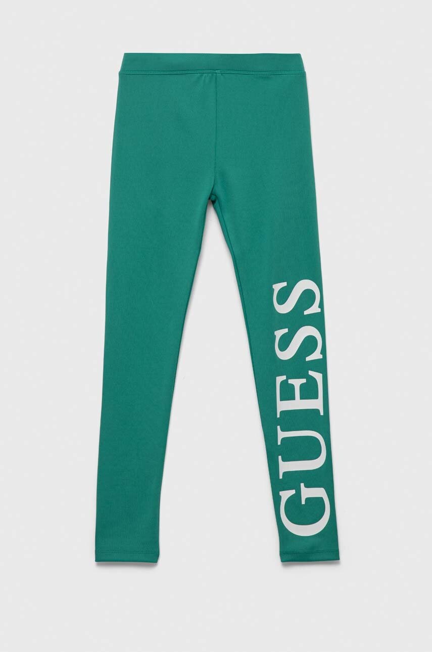 

Дитячі легінси Guess колір зелений з принтом