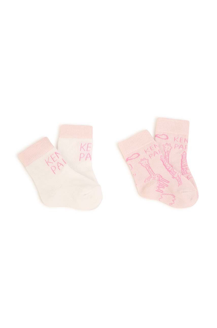Levně Kojenecké ponožky Kenzo Kids 2-pack růžová barva