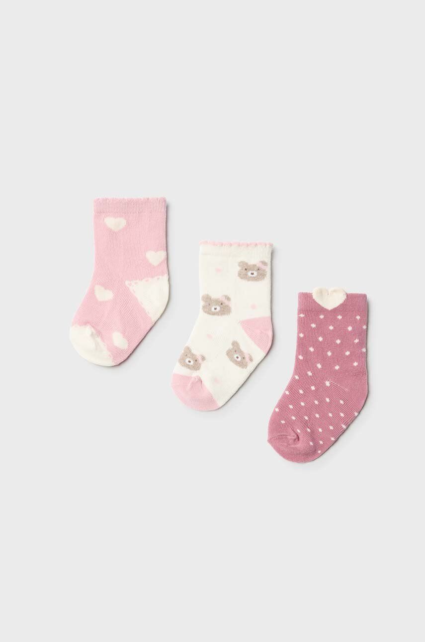 Dětské ponožky Mayoral 3-pack růžová barva - růžová -  74 % Bavlna