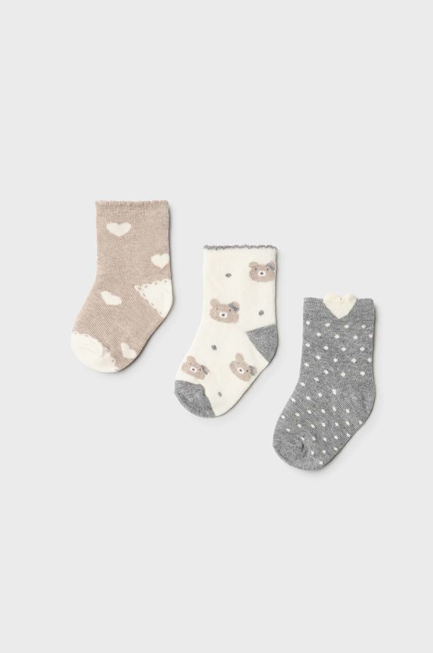 Dětské ponožky Mayoral 3-pack hnědá barva - hnědá -  74 % Bavlna