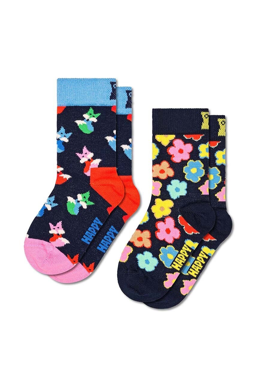 

Детски чорапи Happy Socks Fox & Flower (2 чифта) в тъмносиньо, Тъмносин