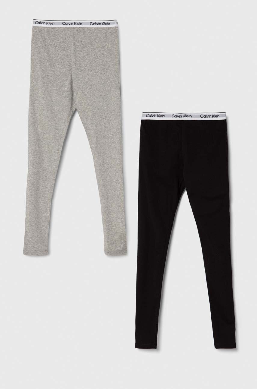 Dětské bavlněné legíny Calvin Klein Underwear šedá barva - šedá - 100 % Bavlna