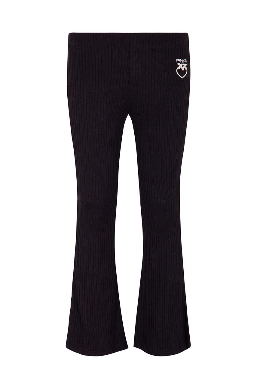 Dětské kalhoty Pinko Up černá barva, s aplikací - černá -  50 % Viskóza