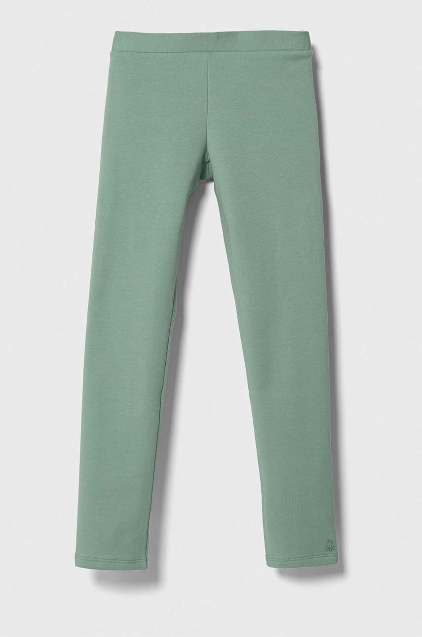 United Colors of Benetton leggins copii culoarea verde, neted