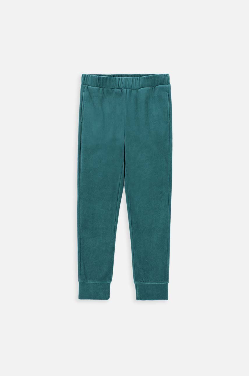 Coccodrillo pantaloni de trening pentru copii culoarea verde, neted