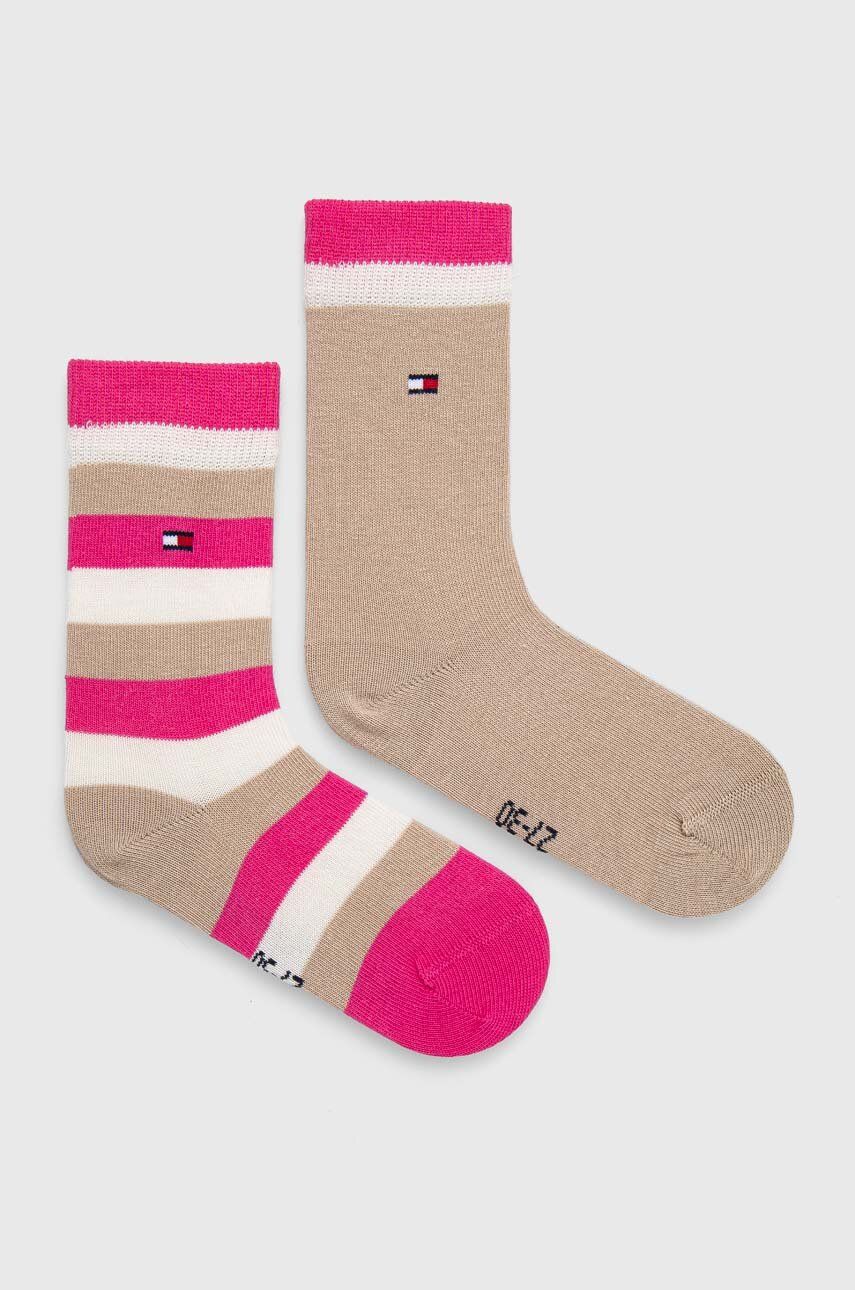 Levně Dětské ponožky Tommy Hilfiger 2-pack růžová barva