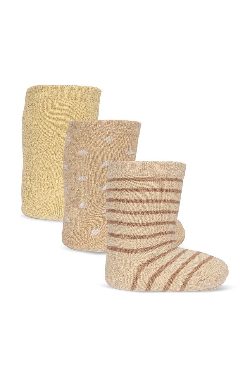 Dětské ponožky Konges Sløjd 3-pack béžová barva - béžová - 75 % Organická bavlna