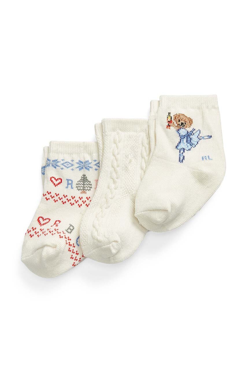 

Дитячі шкарпетки Polo Ralph Lauren 3-pack колір білий