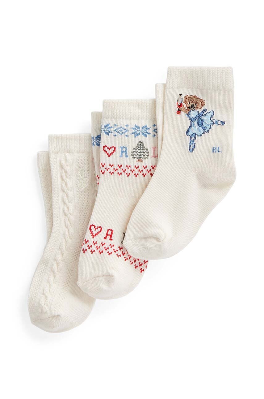

Шкарпетки для немовлят Polo Ralph Lauren 3-pack колір білий