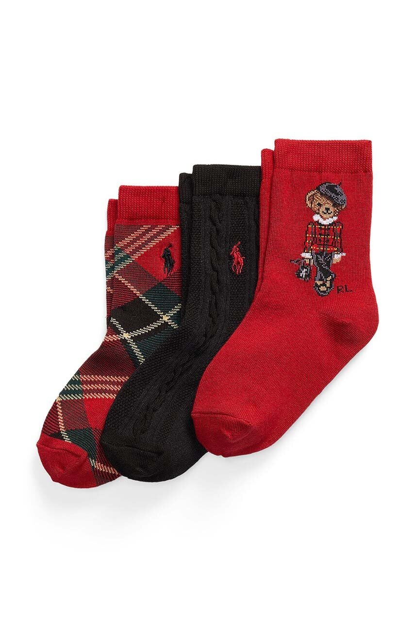 

Дитячі шкарпетки Polo Ralph Lauren 3-pack колір бордовий