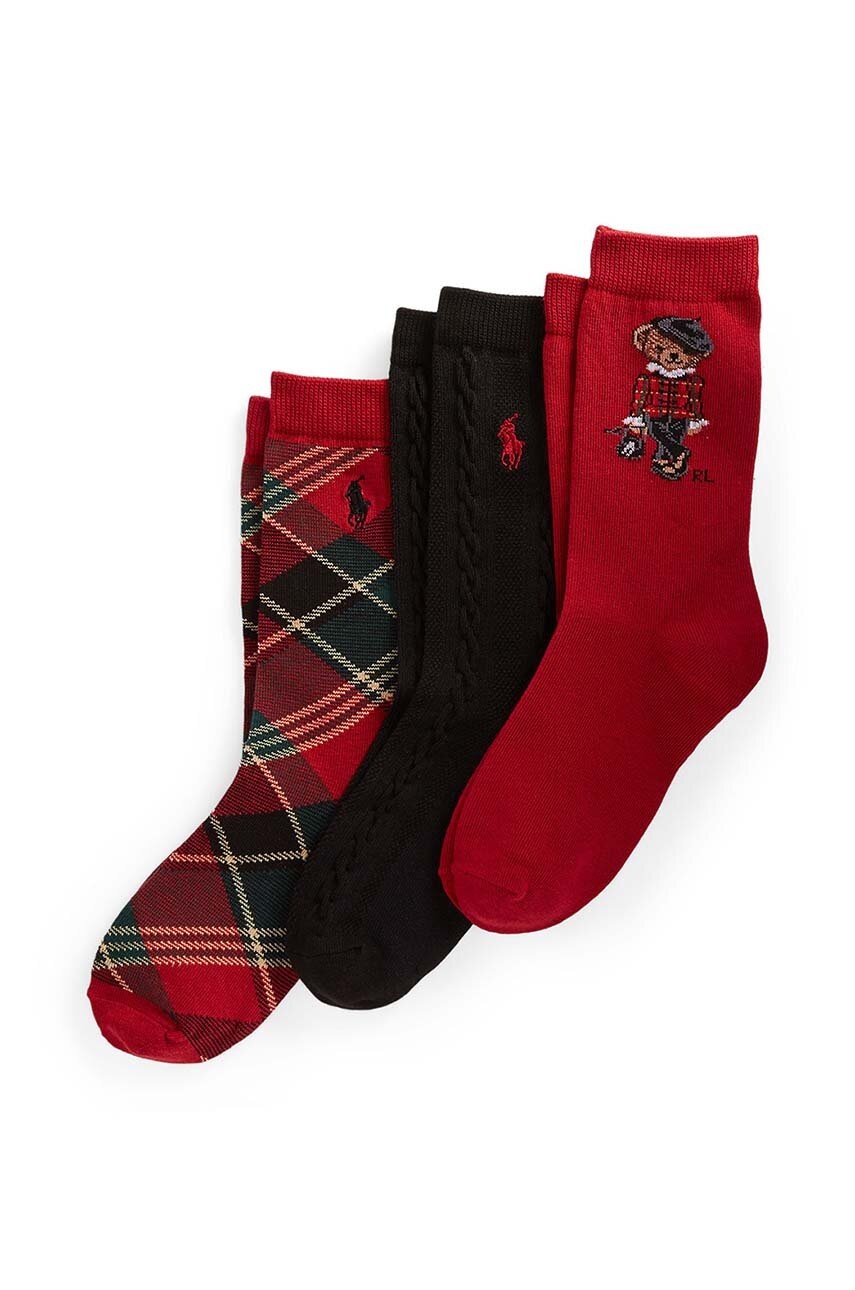 

Дитячі шкарпетки Polo Ralph Lauren 3-pack колір червоний