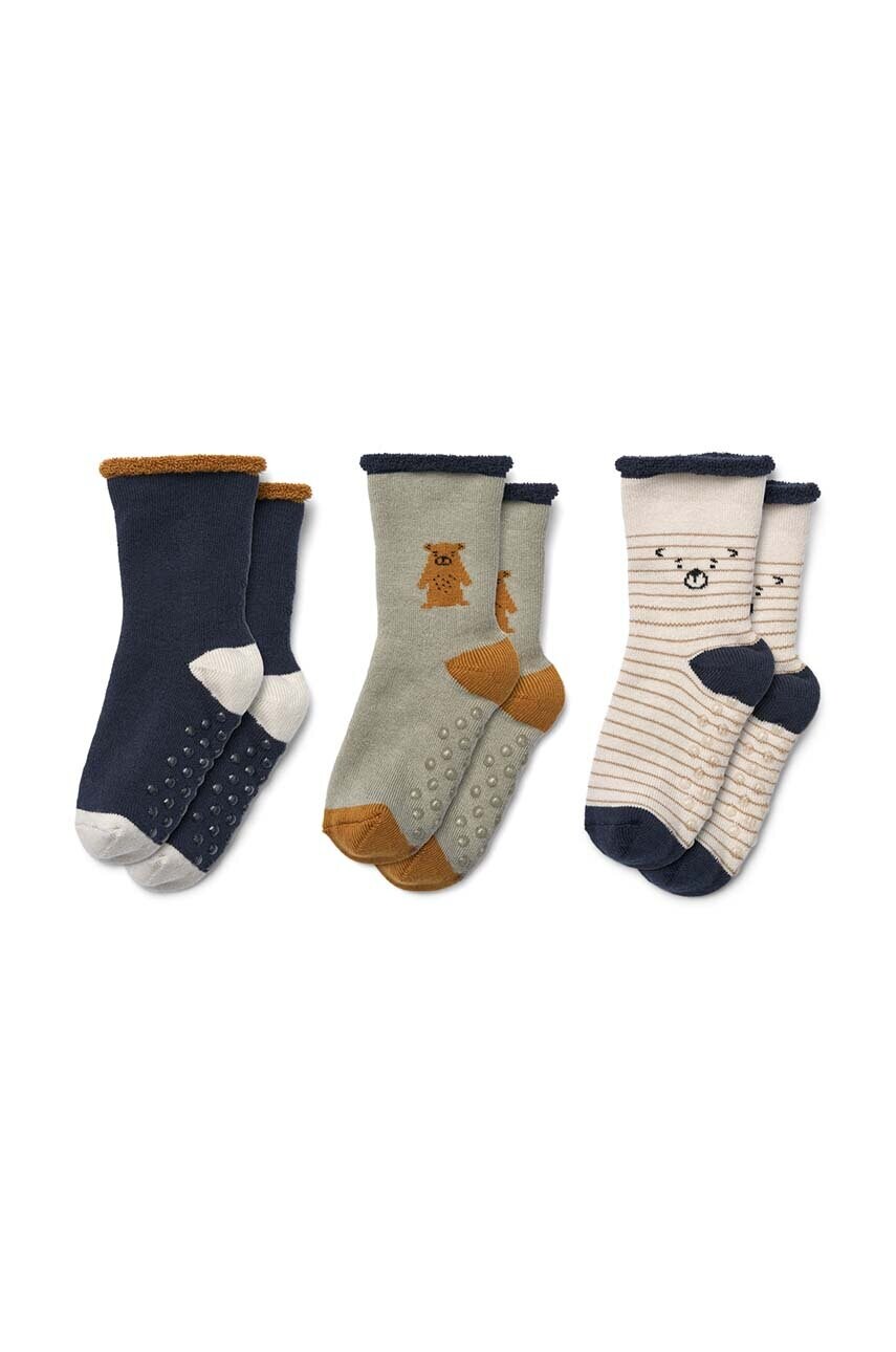 Levně Dětské ponožky Liewood 3-pack tmavomodrá barva