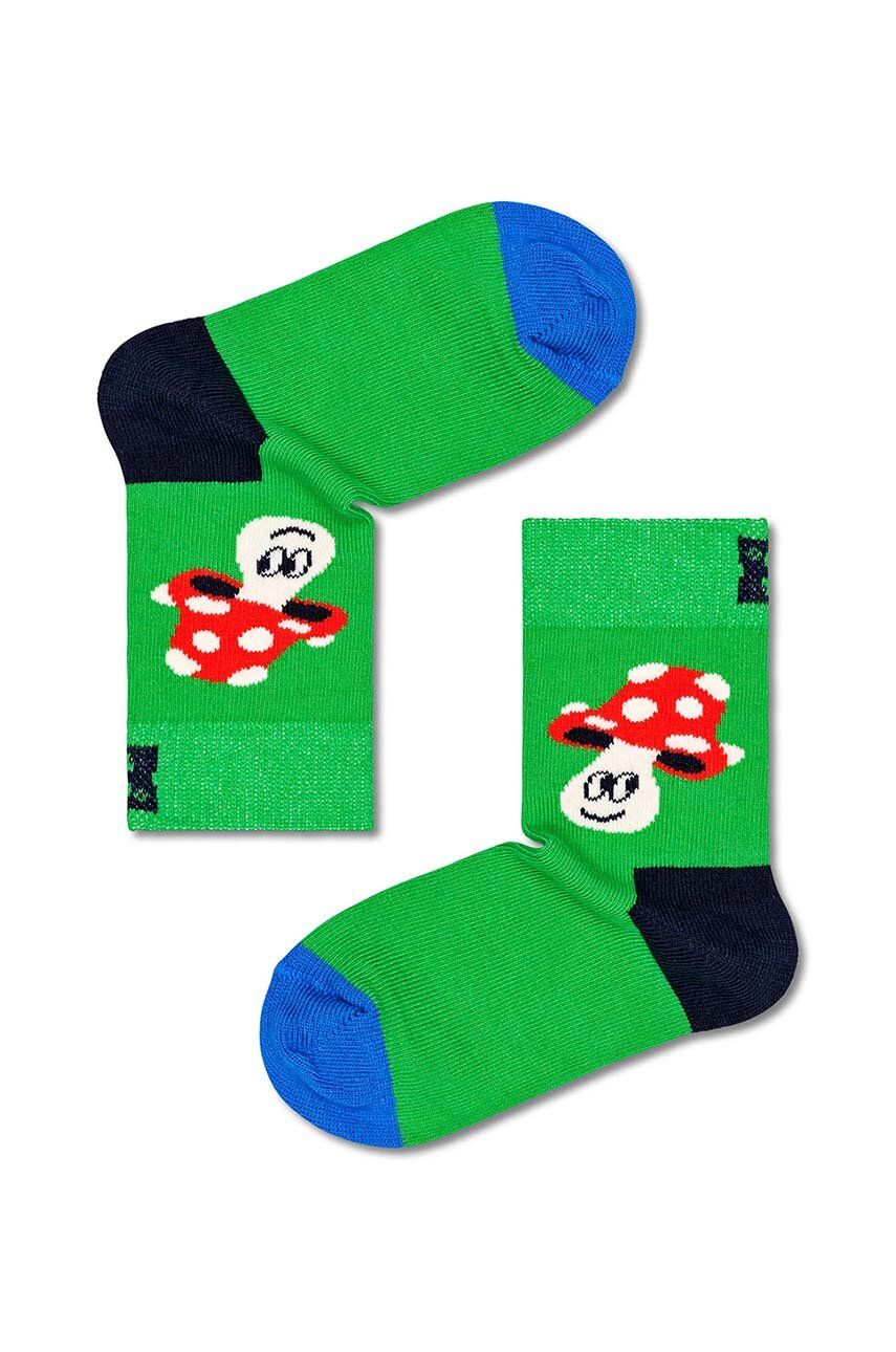 E-shop Dětské ponožky Happy Socks Mushroom zelená barva