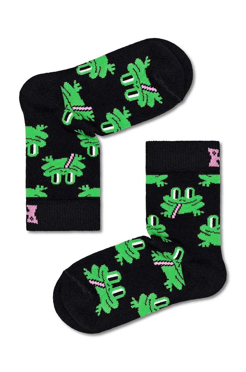 Otroške nogavice Happy Socks Frog črna barva
