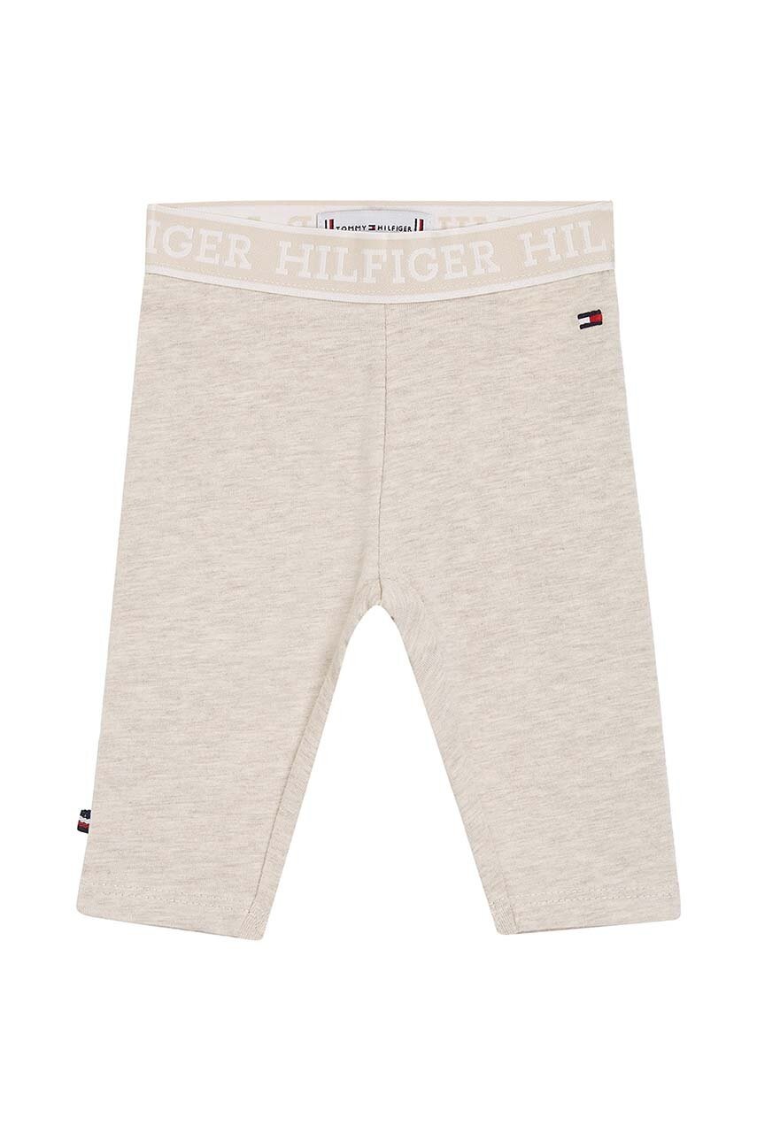 

Легінси для немовлят Tommy Hilfiger колір бежевий однотонні