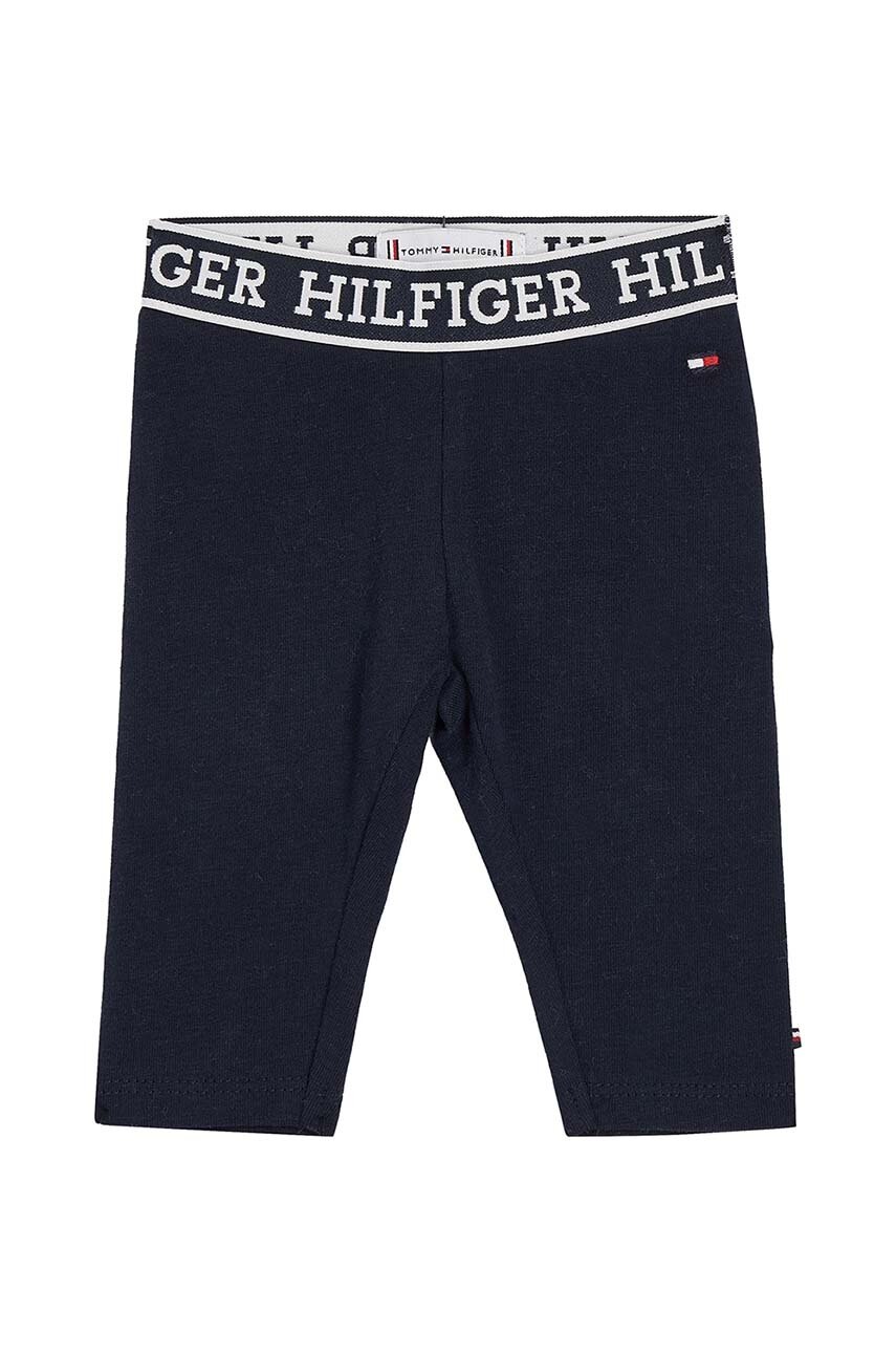 Kojenecké legíny Tommy Hilfiger tmavomodrá barva, hladké