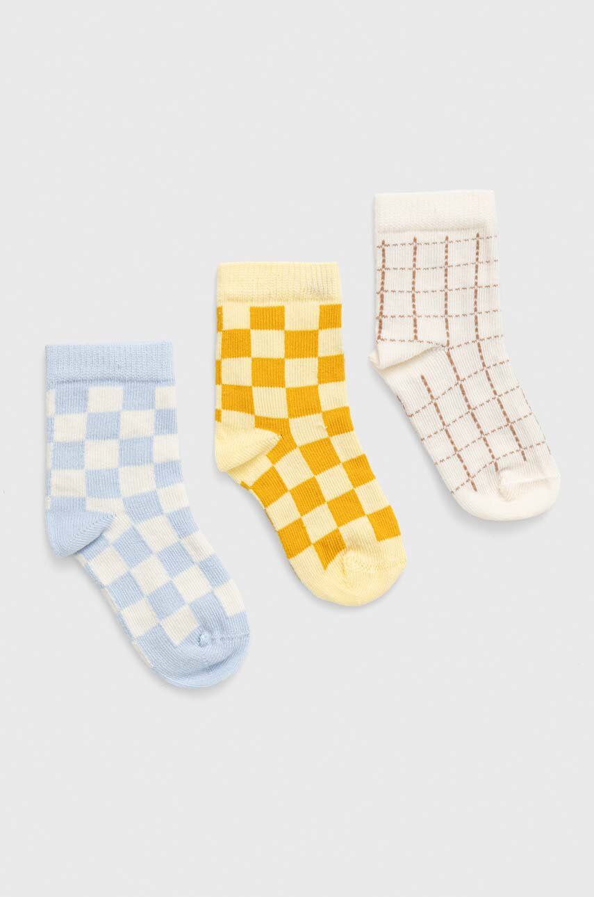 Dětské ponožky United Colors of Benetton 3-pack žlutá barva - žlutá -  79 % Bavlna