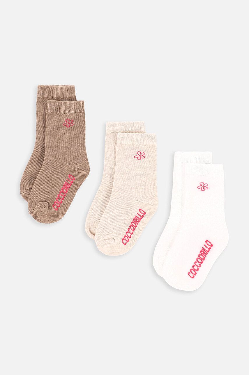 Dětské ponožky Coccodrillo 3-pack béžová barva - béžová - 78 % Bavlna