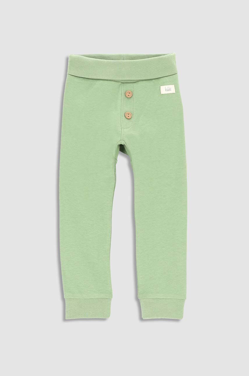 Coccodrillo leggins din bumbac pentru bebeluși culoarea verde, neted