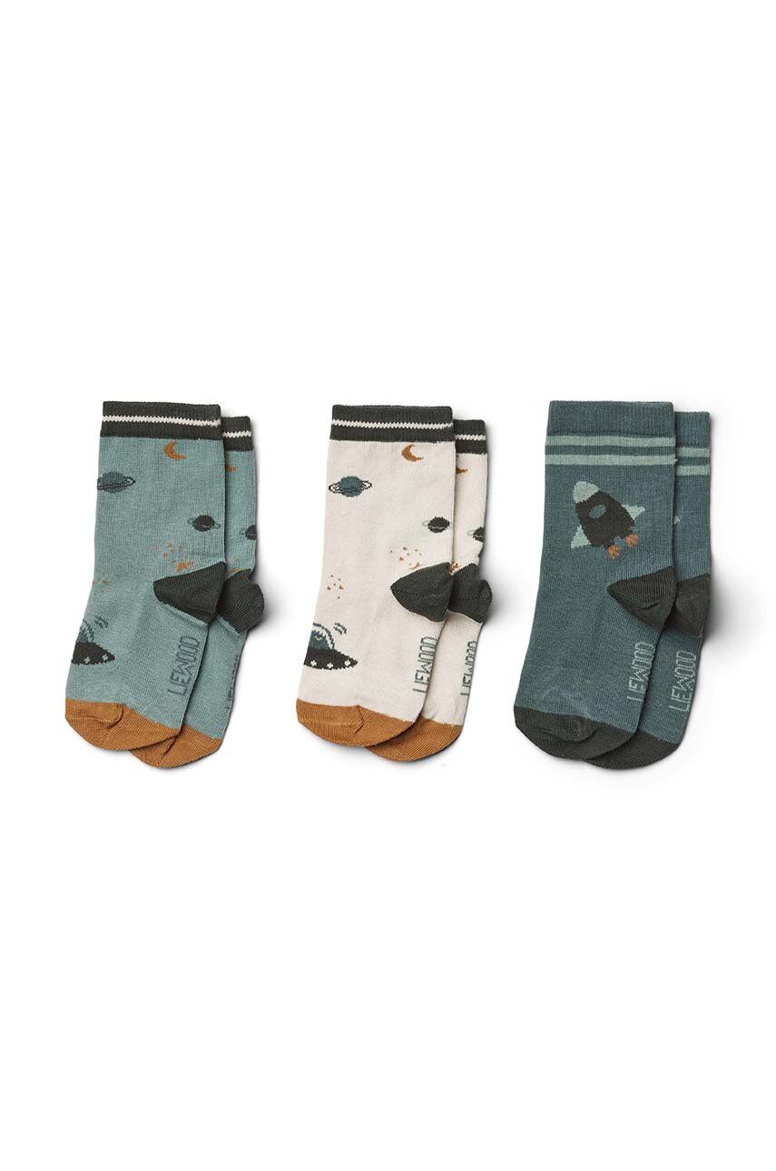 Levně Dětské ponožky Liewood 3-pack zelená barva