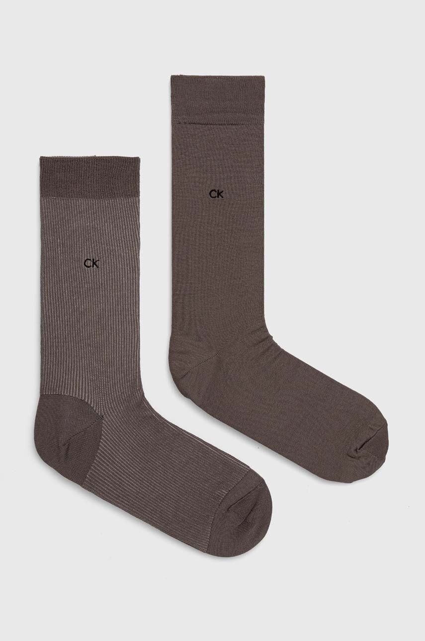 Levně Ponožky Calvin Klein 2-pack pánské, šedá barva