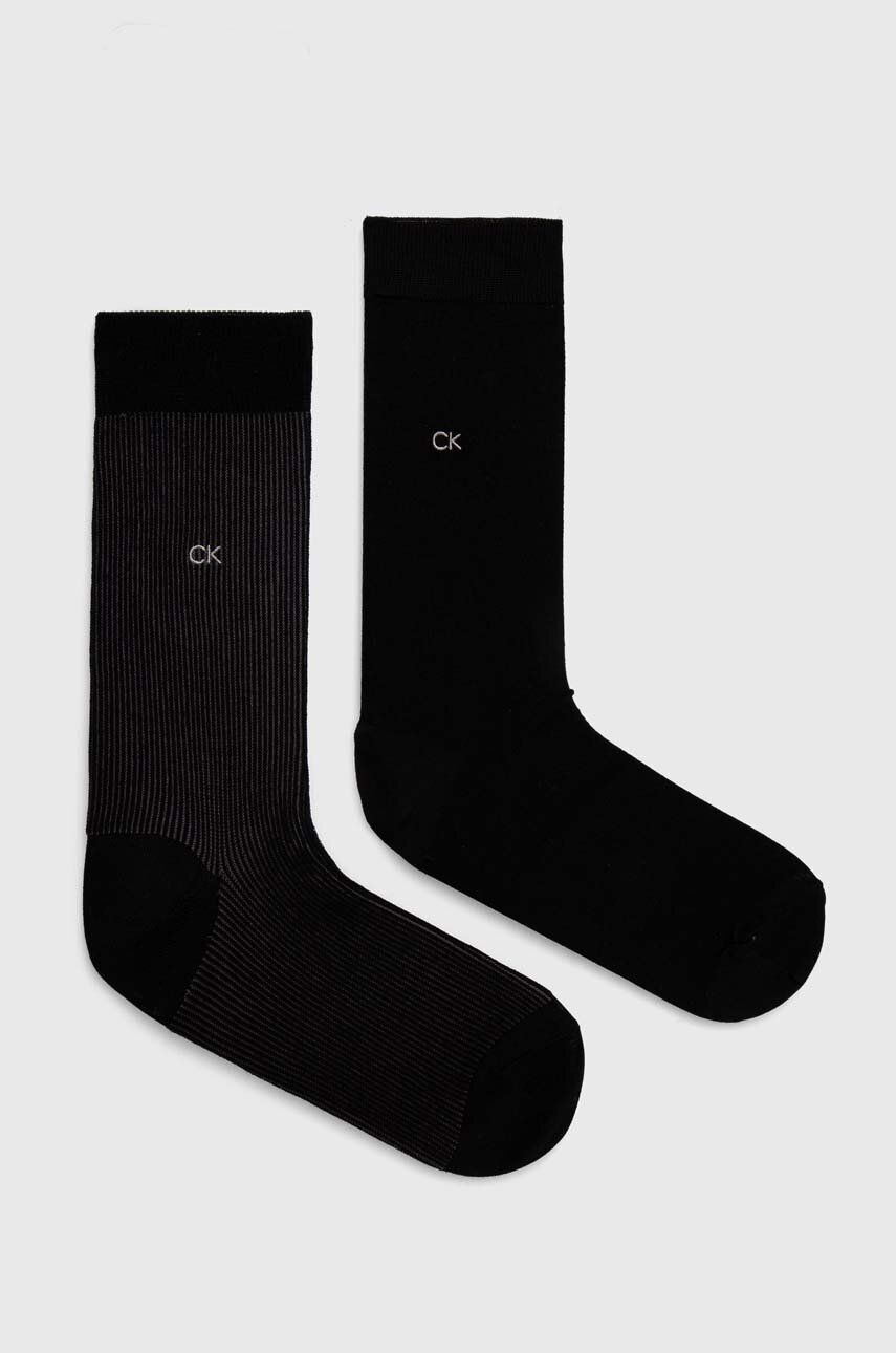 Levně Ponožky Calvin Klein 2-pack pánské, černá barva