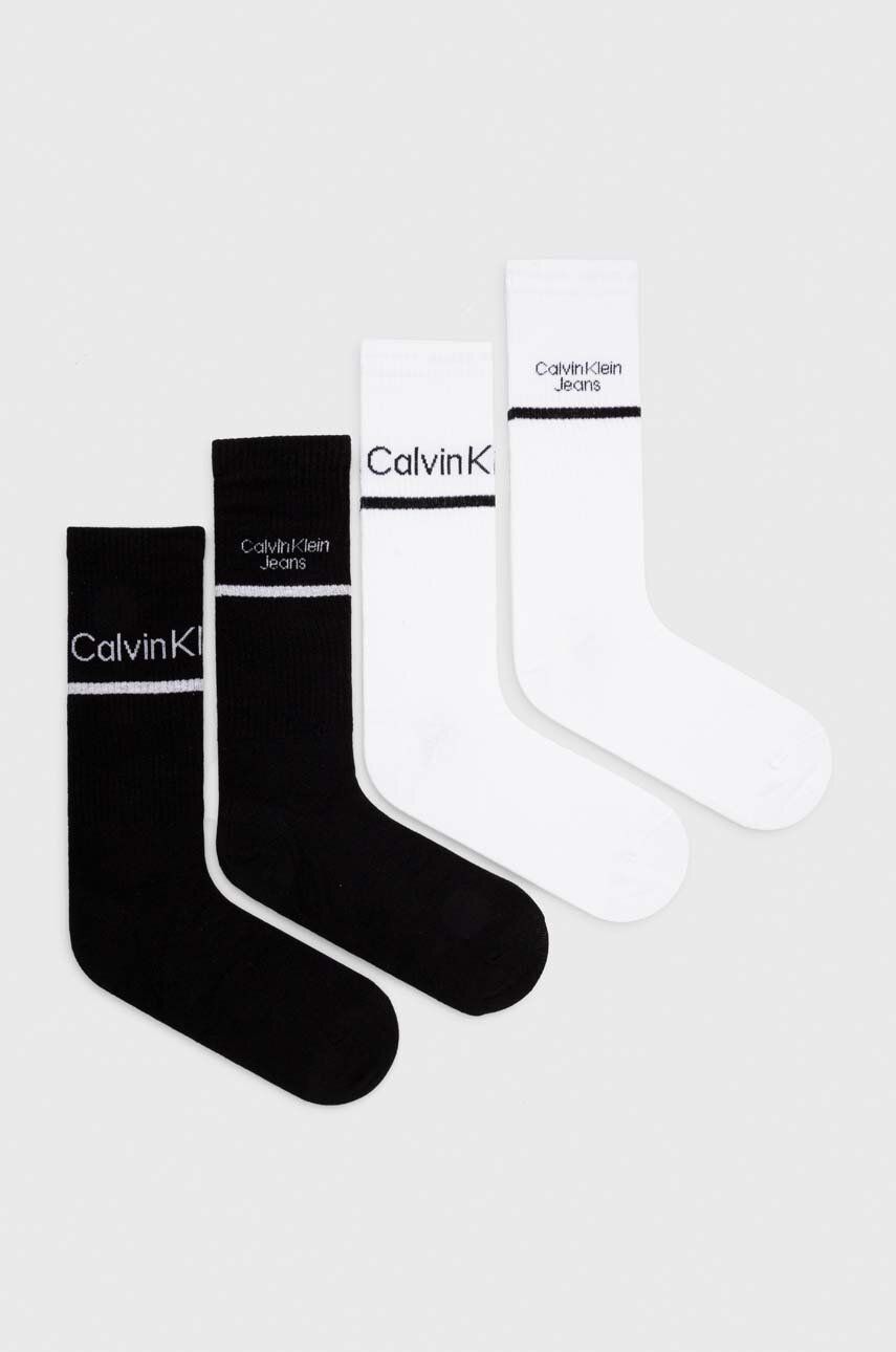 Levně Ponožky Calvin Klein Jeans 4-pack pánské, černá barva