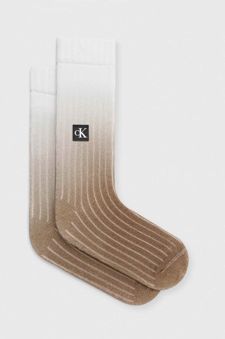 Ponožky Calvin Klein Jeans 2-pack pánské, hnědá barva - hnědá - 84 % Bavlna