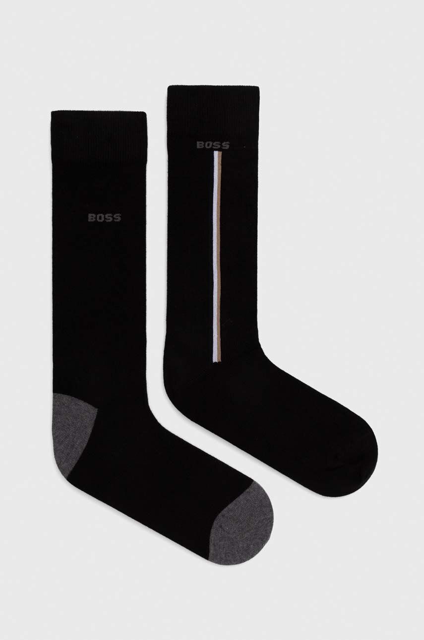 Ponožky BOSS 2-pack pánské, černá barva - černá -  80 % Bavlna