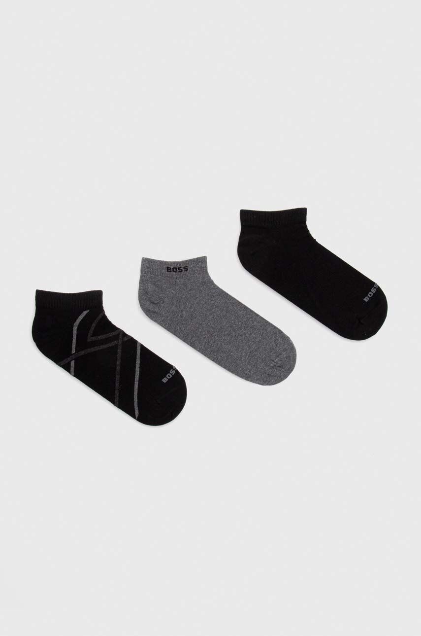 Ponožky BOSS 3-pack pánské, černá barva - černá -  80 % Bavlna