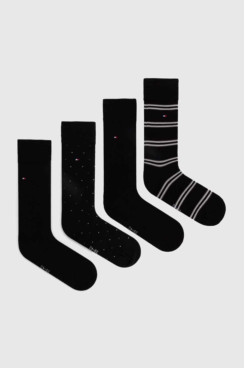 Ponožky Tommy Hilfiger 4-pack pánské, černá barva - černá - 77 % Bavlna