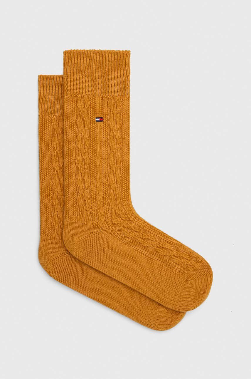 Ponožky s příměsí vlny Tommy Hilfiger žlutá barva - žlutá - 48 % Bavlna