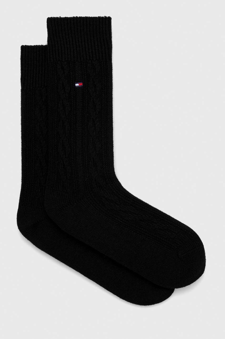 Levně Ponožky s příměsí vlny Tommy Hilfiger černá barva