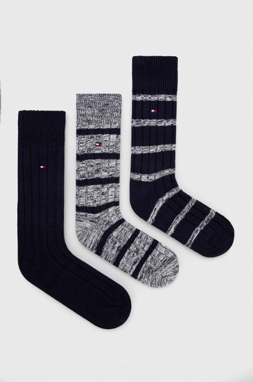 Ponožky Tommy Hilfiger 3-pack pánské, tmavomodrá barva