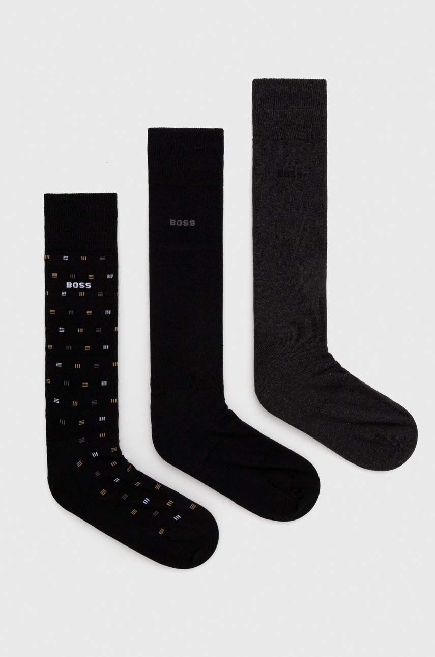 Ponožky BOSS 3-pack pánské, černá barva
