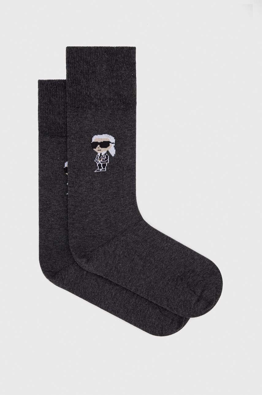 Ponožky Karl Lagerfeld pánské, šedá barva - šedá - 75 % Bavlna