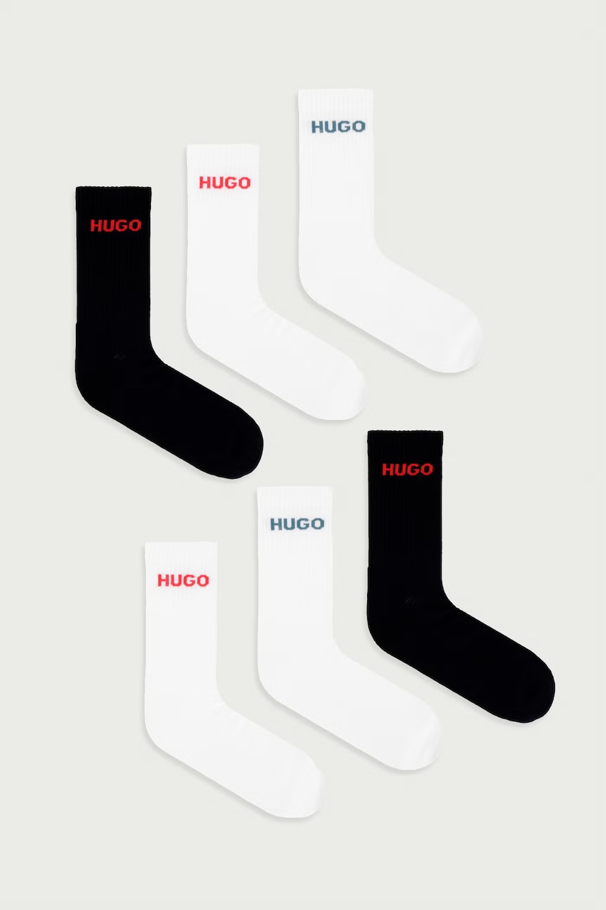 HUGO  ponožky pánske s bavlnou 6P QS RIB LOGO CC 6-pak