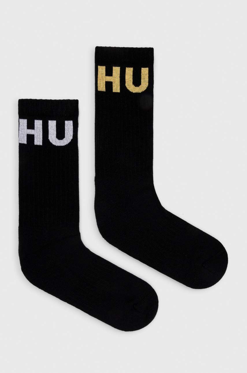 Levně Ponožky HUGO 2-pack pánské, černá barva, 50510810
